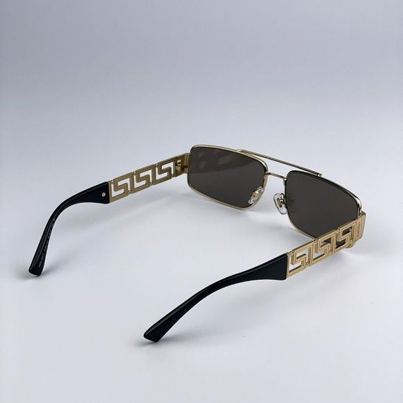 Versace Sunglasses VE2257 10025A Gold Light Brown Mirror Metal Pilot Unisex main image 10